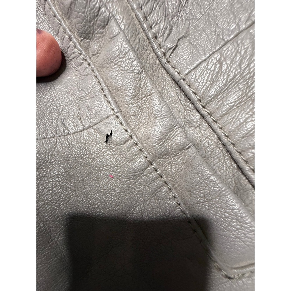 Free People Vegan Leather Moto Jacket Grey Ribbed Knit Panels Womens Size 10 T7 - Picture 4 of 7